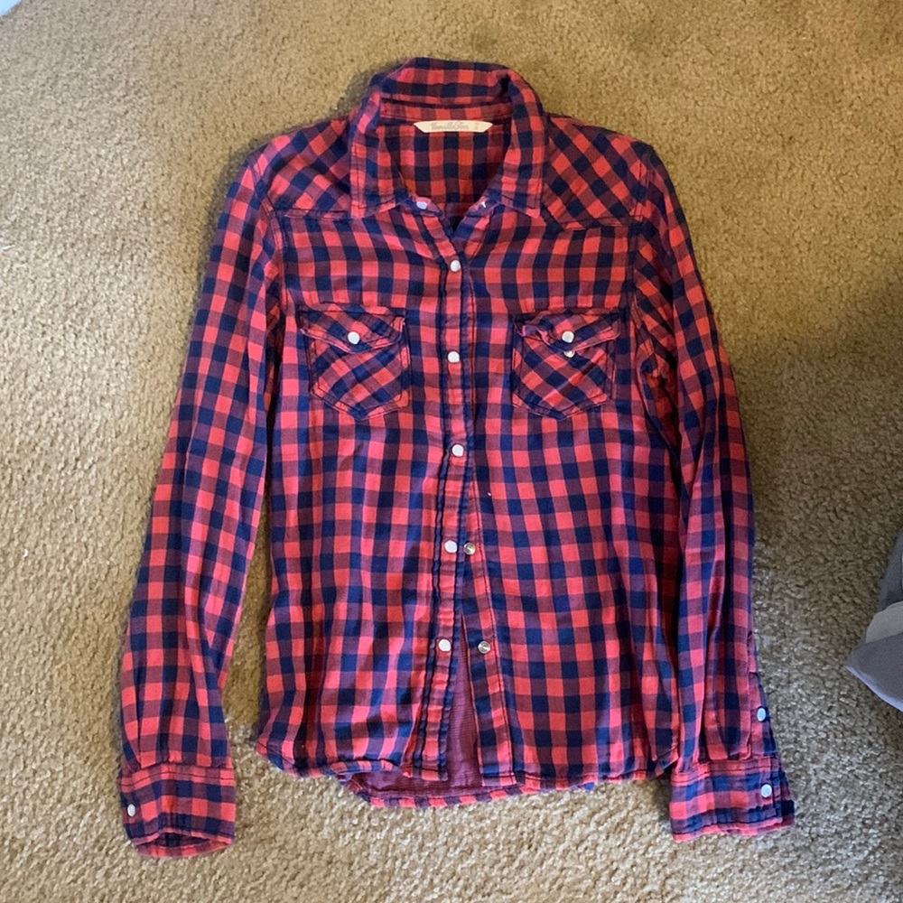 Red & Blue Plaid Button-up